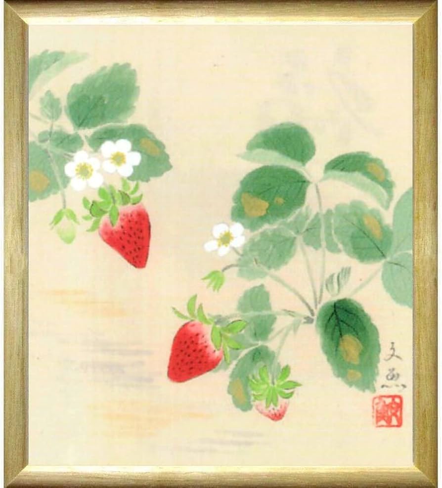 値下げ交渉あり。超美品！1点物の原画苺（いちご）アクリル画絵画