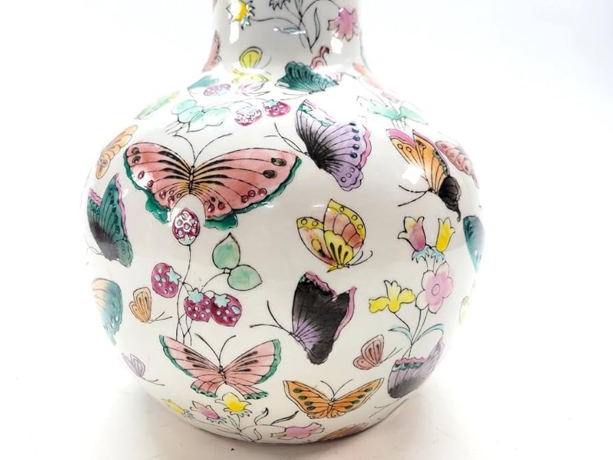 中国清時代 大清嘉應年製 粉彩 大花瓶高さ46.5㎝トヒオ東な6-1103☆2F