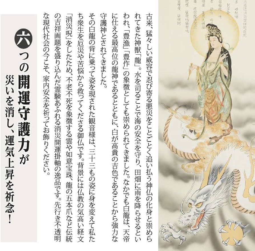 Amazon.co.jp: 消災白龍観音 祈り 掛軸 掛け軸 飾り : ホーム＆キッチン