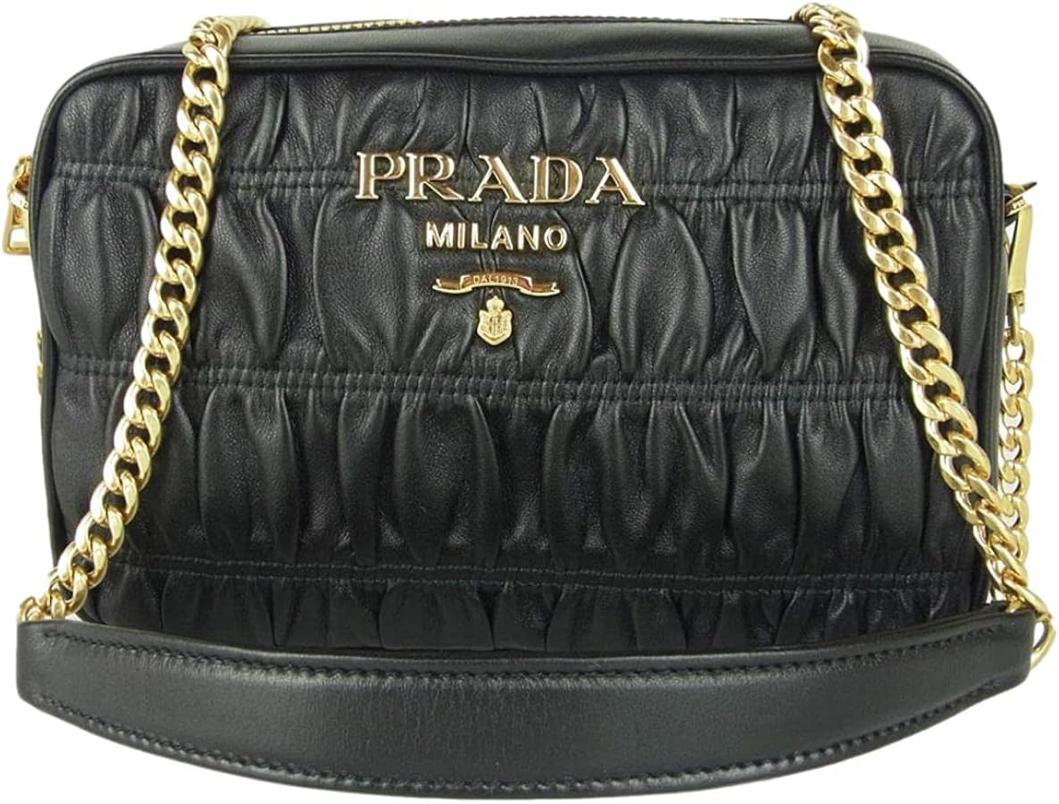 Prada Bandoliera Nero Black Nappa Gaufre'1 Quilted Leather Handbag