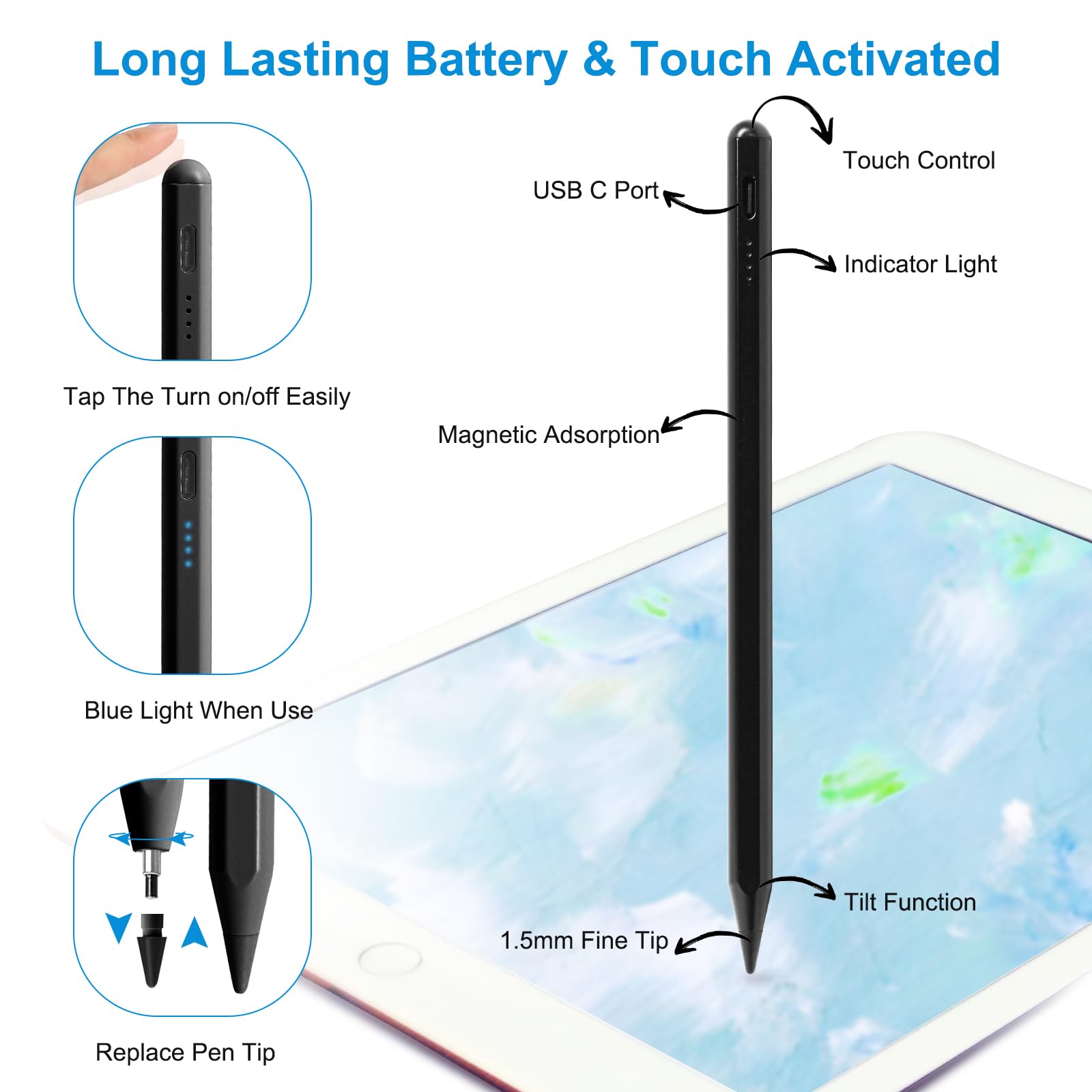 Amazon.com: Stylus Pen for iPad 9th&10th Generation,Pencil with