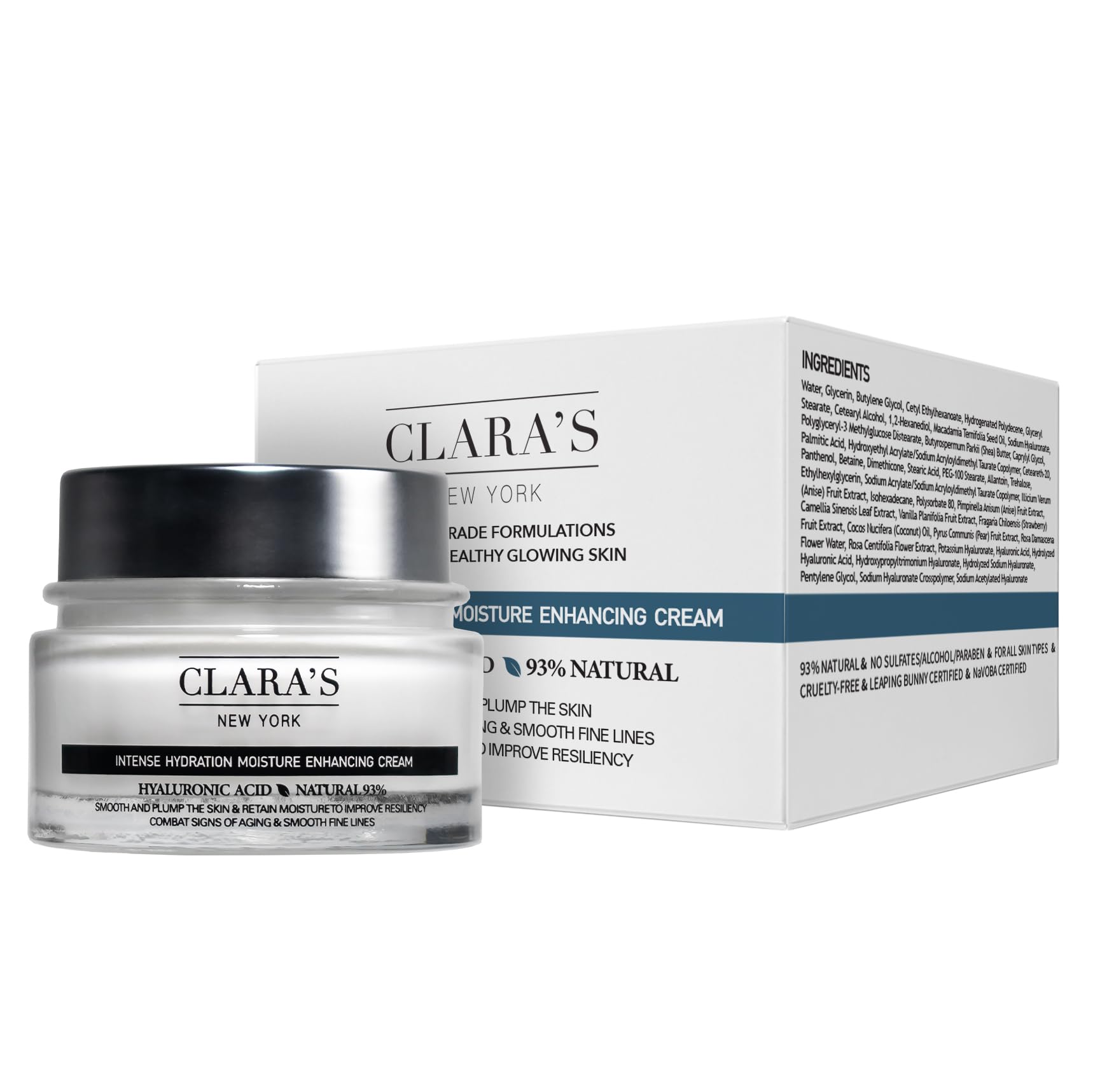 Amazon.com: CLARA'S NEW YORK | Vegan Hyaluronic Acid Facial Cream