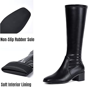 Amazon.com | Elisabet Tang Knee High Boots for Women 2 inch Chunky