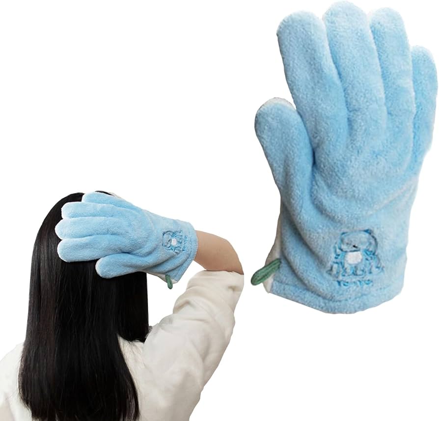 Amazon｜POEFSJ ヘアドライ手袋 髪の毛を早く乾かす手袋 強力な吸水力