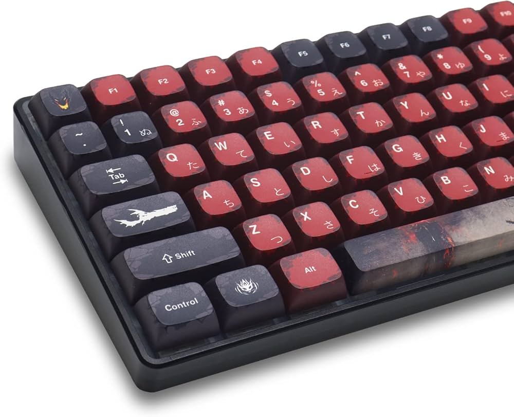 Amazon.co.jp: 赤と黒のキーキャップ 日本語132キー XDA Profile PBT