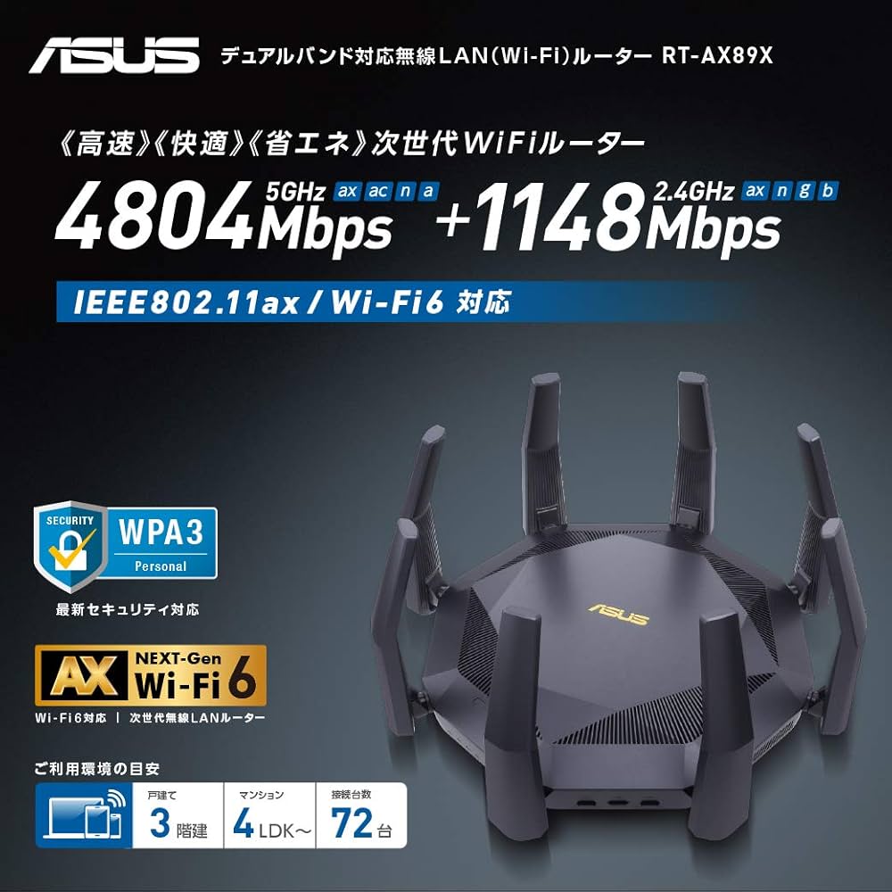 Amazon | ASUSTek WiFi 無線 ルーター WiFi6 4804+1148Mbps デュアル