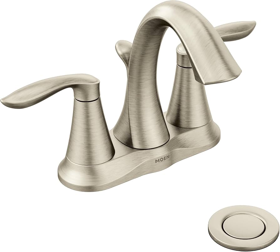Moen Eva Brushed Nickel Two-Handle 4-Inch Centerset Bathroom