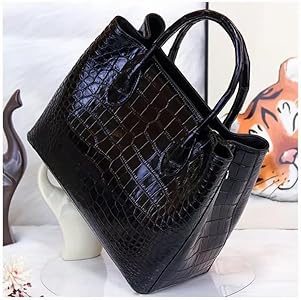 Generic Authentic Crocodile Belly Skin Women's Black Handbag
