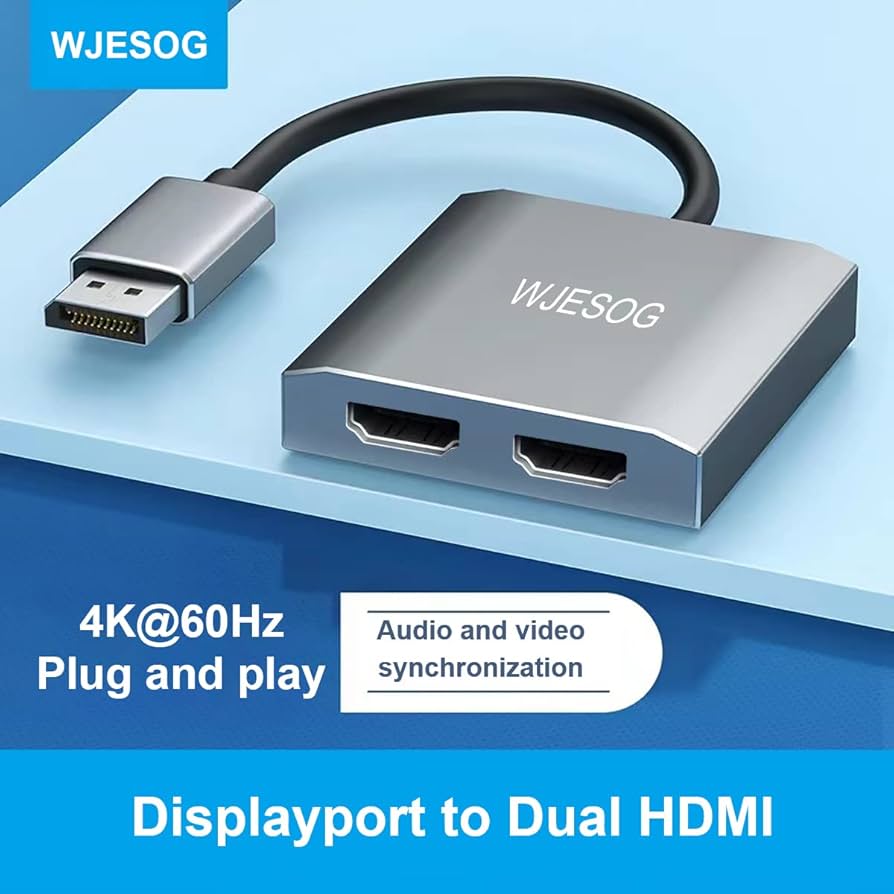 Amazon.com: WJESOG Displayport to Dual HDMI Splitter Dual 4K@60Hz