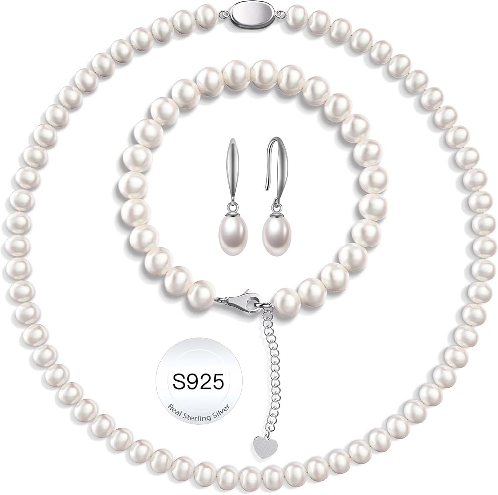 Amazon.com: Freshwater Pearl Necklace Set Includes Pearl Bracelet