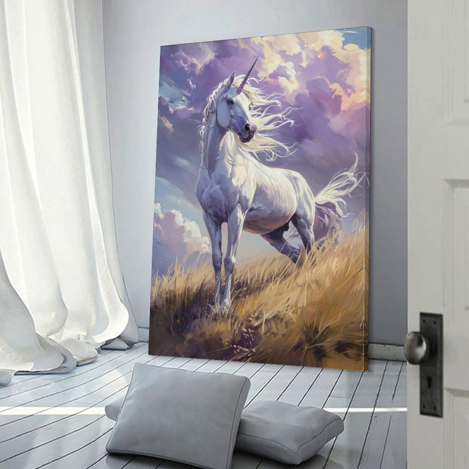 Amazon.co.jp: 絵画 荒野のユニコーンインテリア 絵画 動物イラスト