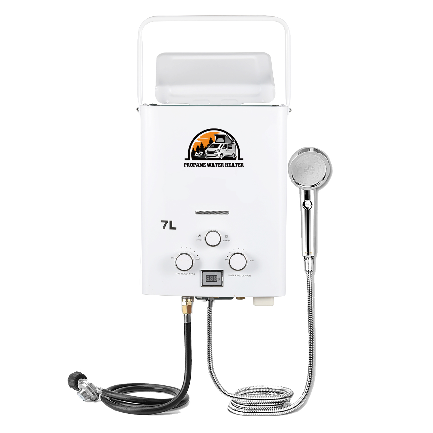 Amazon | Hapyvergo 携帯用LPガス給湯器 7L タンクレス 湯沸器 1.85