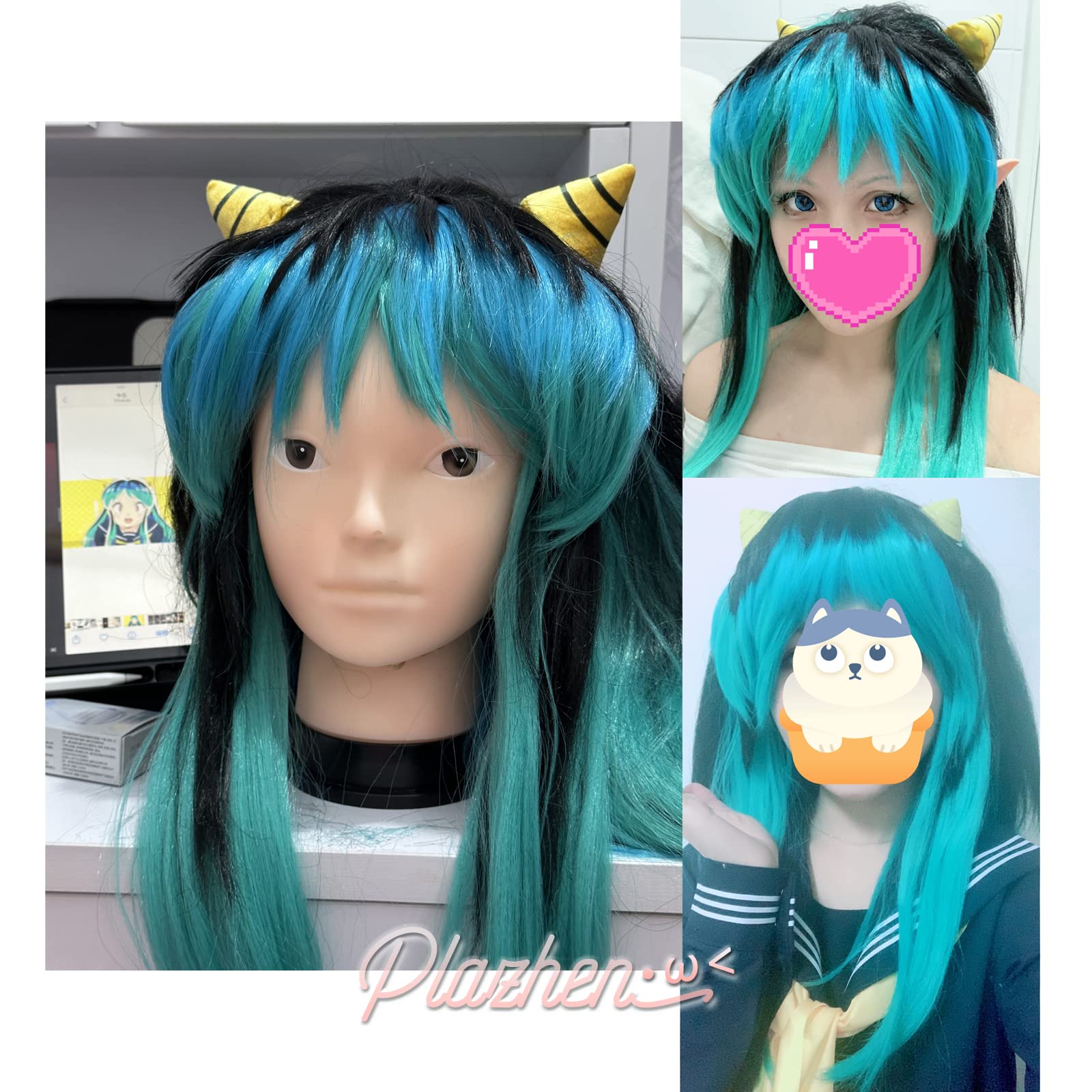 Amazon.co.jp: Plazhen コスプレウィッグ ラム ラムちゃん コスプレ