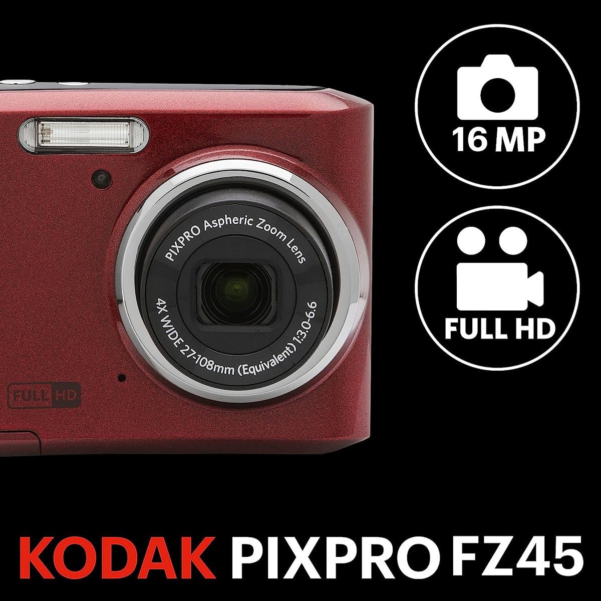 Amazon.com : KODAK PIXPRO FZ45-BK 16MP Digital Camera 4X Optical