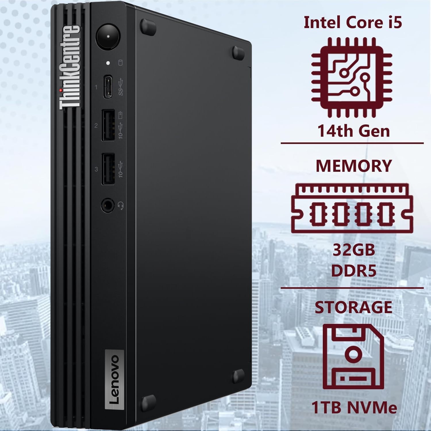 2025 Lenovo ThinkCentre M70q Gen 5 Tiny Business Desktop (Intel 10