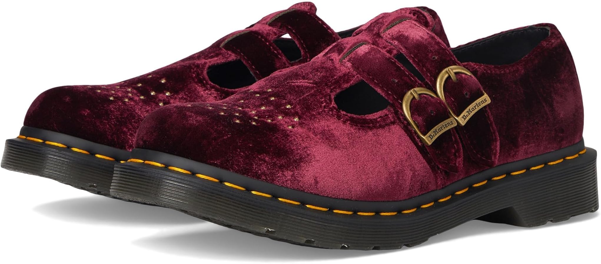 Dr. Martens Women's Vegan 8065 Mary Jane Flat, Cherry Red Velvet