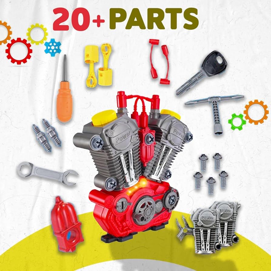 Amazon | AMALICO V型 自動車エンジン組み立ておもちゃキット 軽い音と