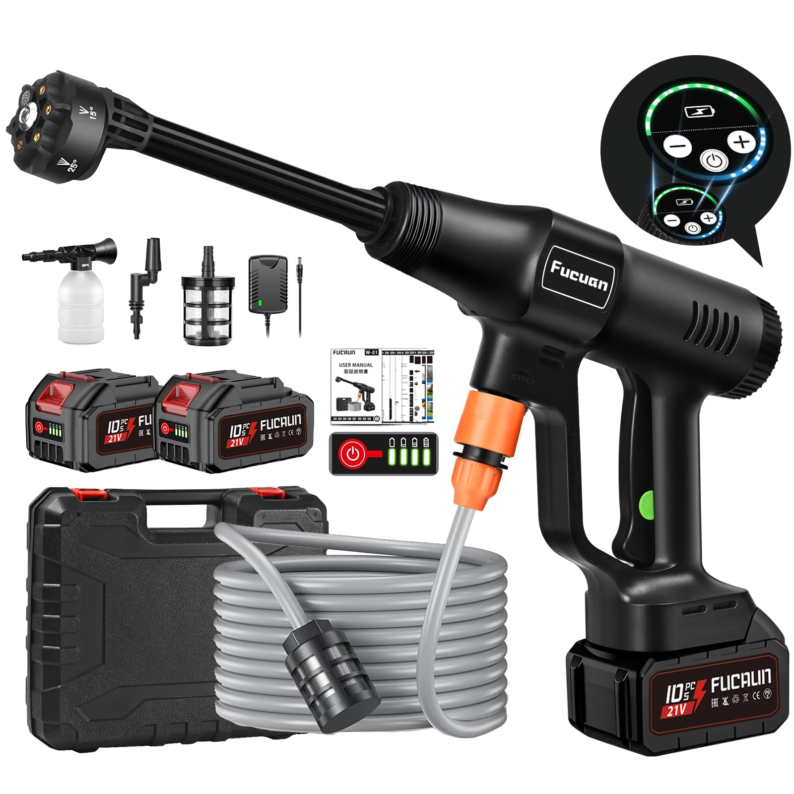 Amazon | 高圧洗浄機 コードレス 充電式 【新登場強化版・バッテリー2