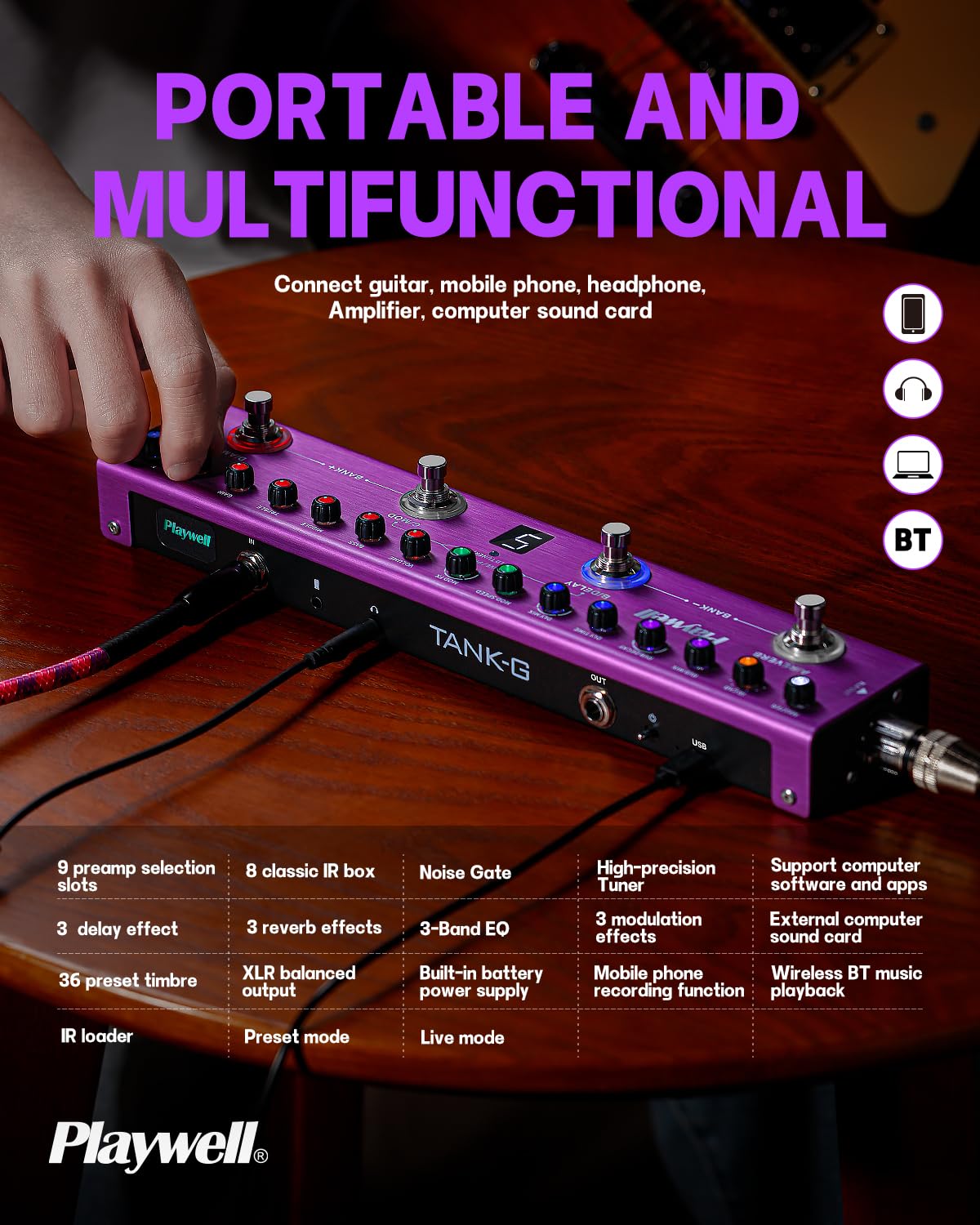 Amazon.co.jp: Playwell マルチエフェクトギターペダル TANK-G