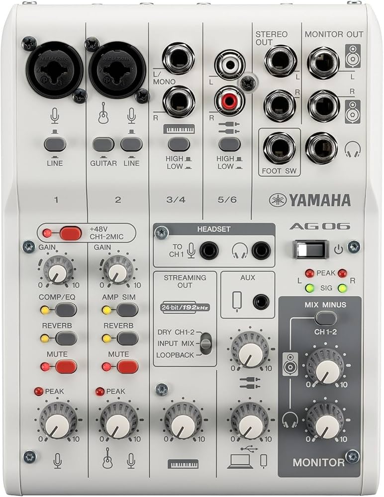 Amazon.com: Yamaha AG06MK2 White 6-Channel Live Streaming Loopback