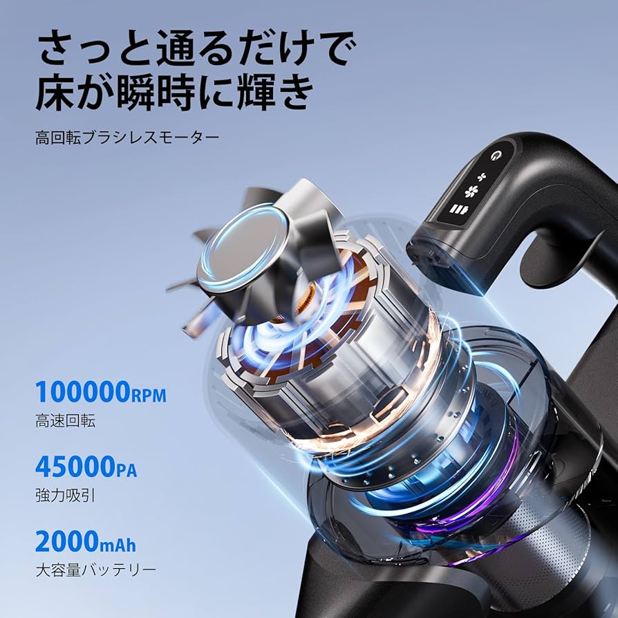 Amazon | 掃除機 コードレス【2026革新版！衝撃の45000pa超強力吸引
