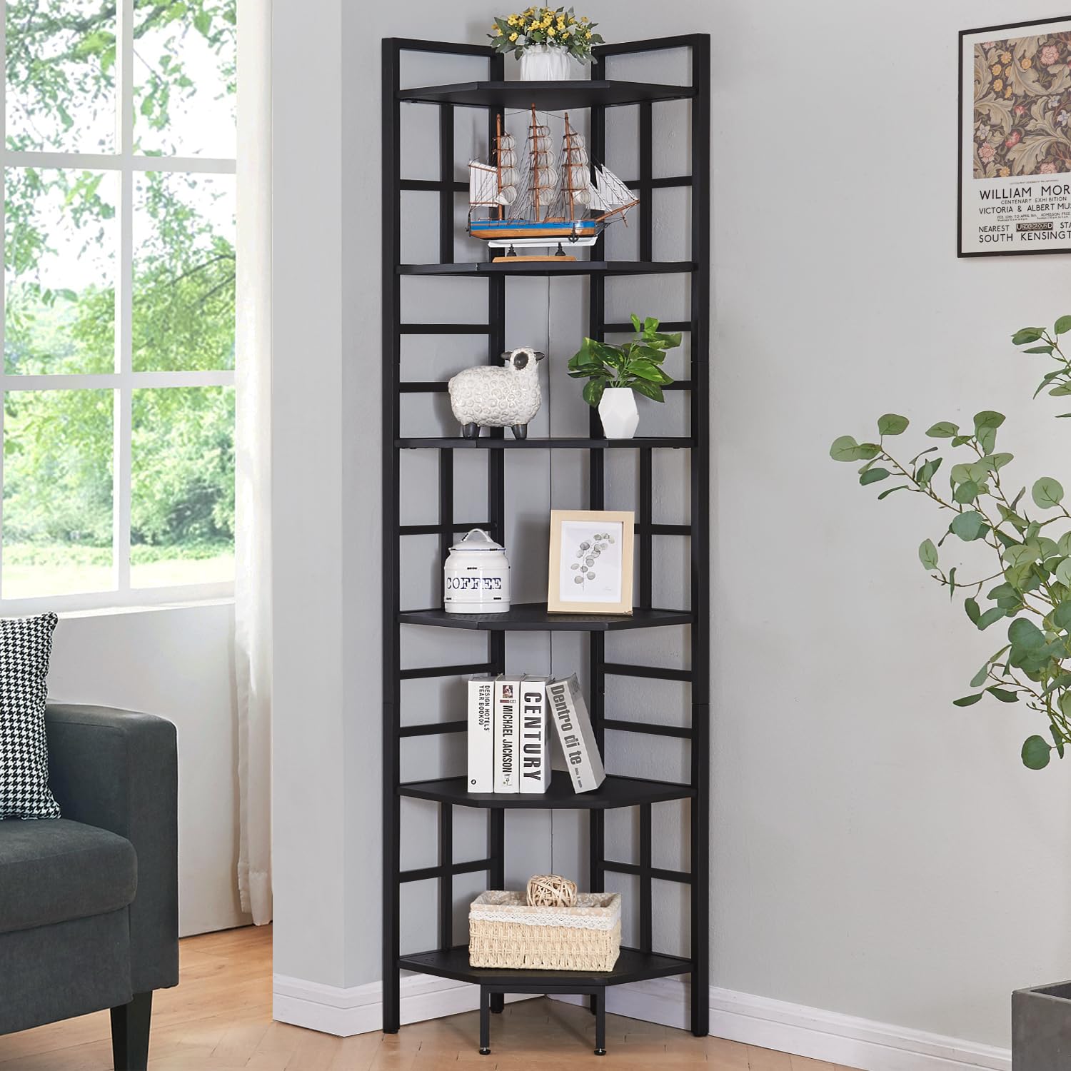 Amazon.com: HOMISSUE Corner Shelf, 6 Tier Tall Narrow Bookshelf