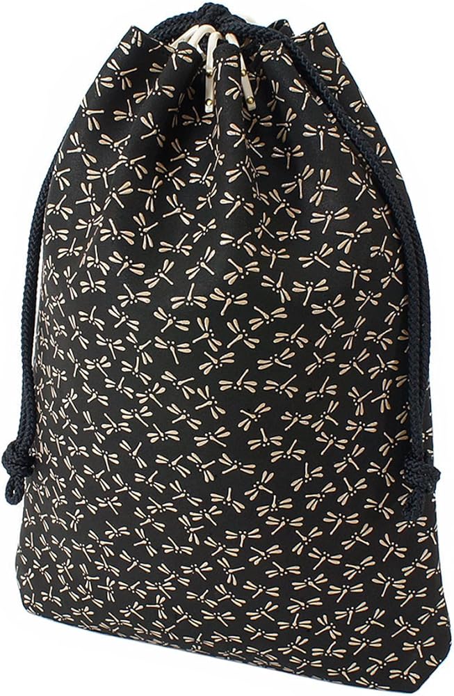 Amazon.co.jp: [印傳屋] 印伝 230合切袋 巾着袋 マチ付 鹿革 黒地×白漆