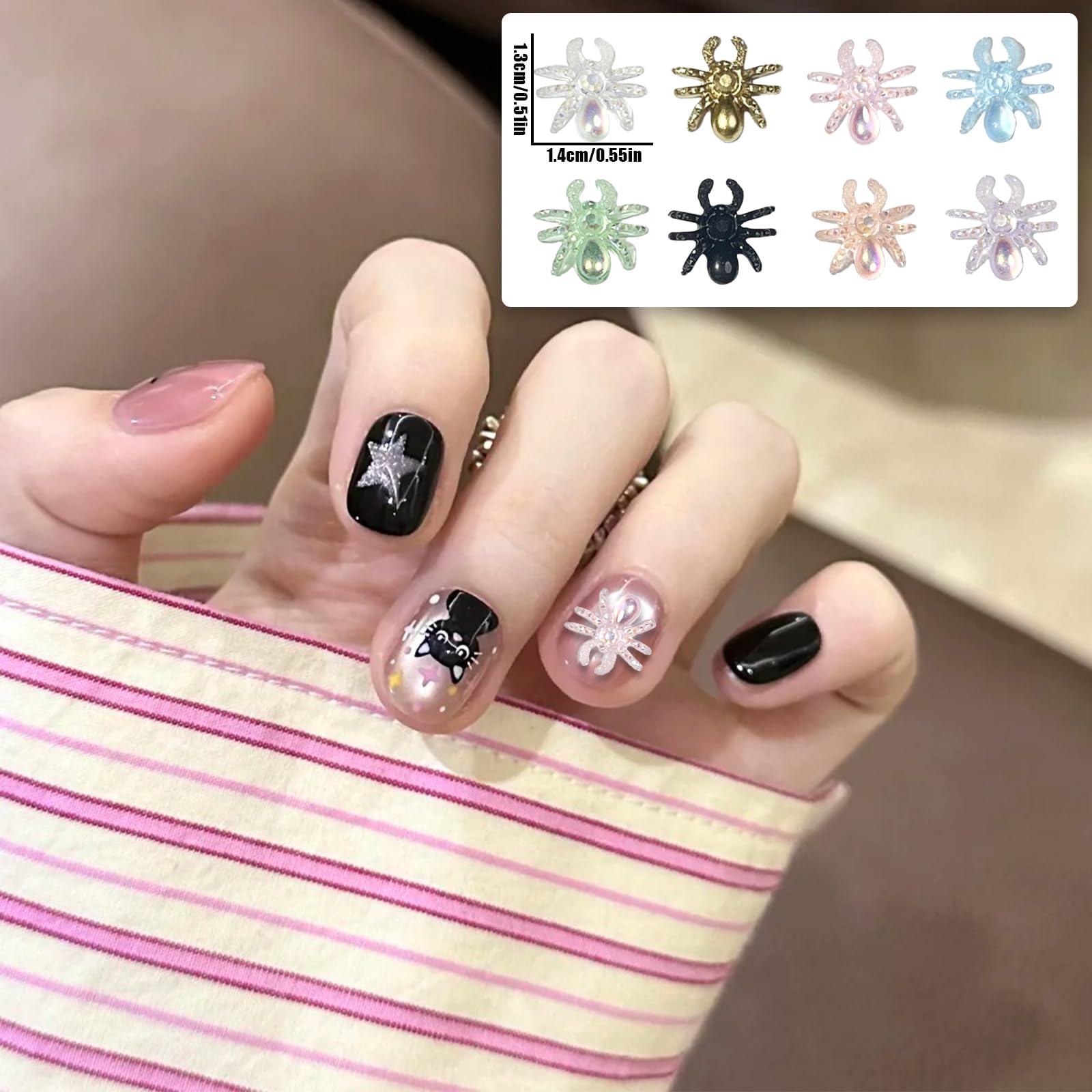 Amazon | ネイルパーツ ハロウィン 100個セット 3D 立体 クモ