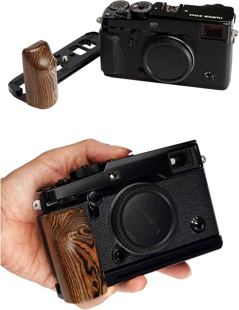 Amazon | WEPOTO Fujifilm X-PRO2 用ハンドグリップメタル黄金檀木材