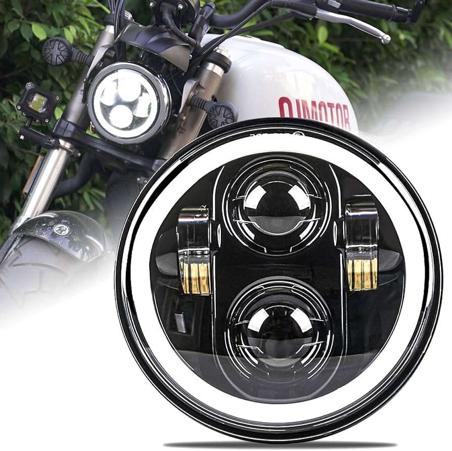 Amazon | Motikvans5.75インチ LED バイクヘッドライト ホワイトDRL
