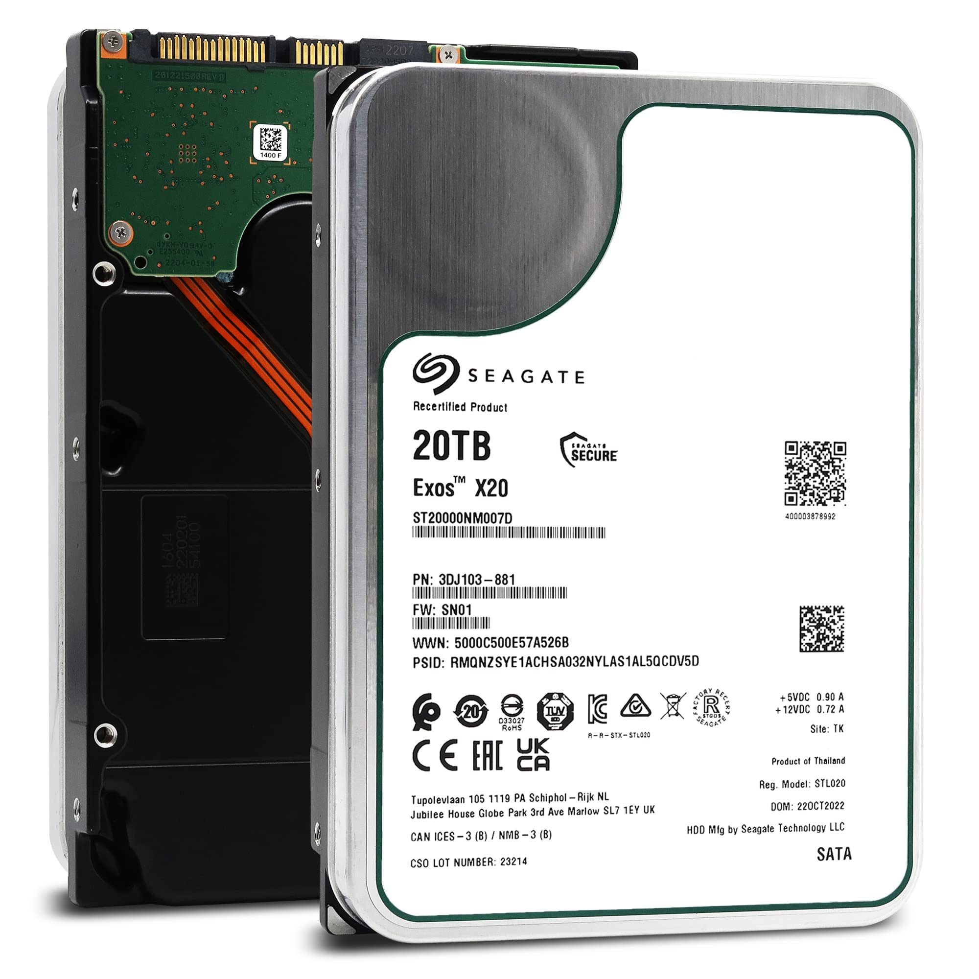 Amazon.com: Seagate Exos X20 ST20000NM007D 20TB 7.2K RPM SATA 6Gb