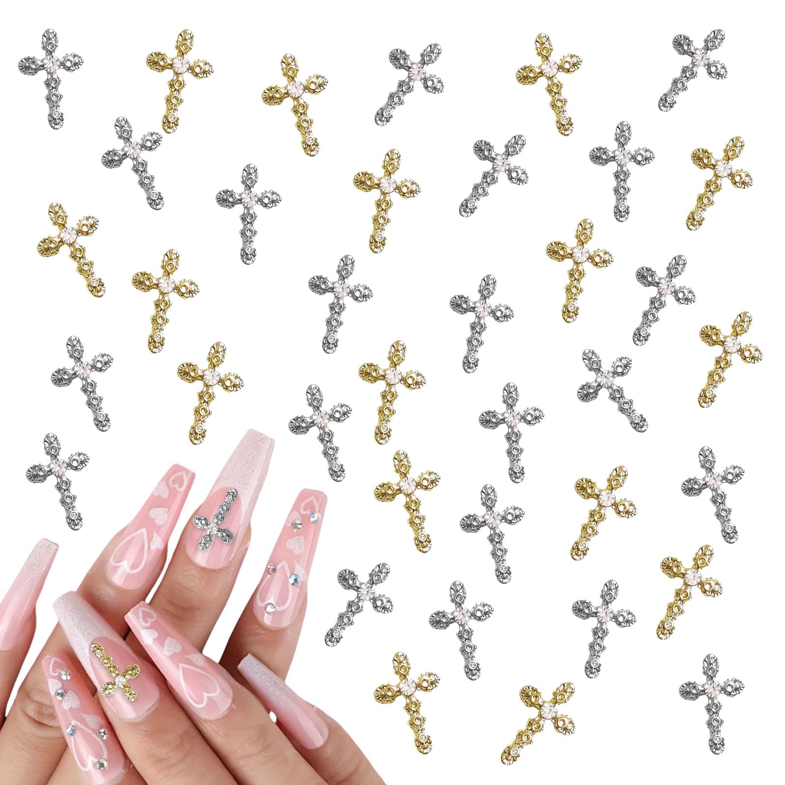 Amazon | ネイルパーツ クロス 40個セット 3D 立体 レトロ クロス