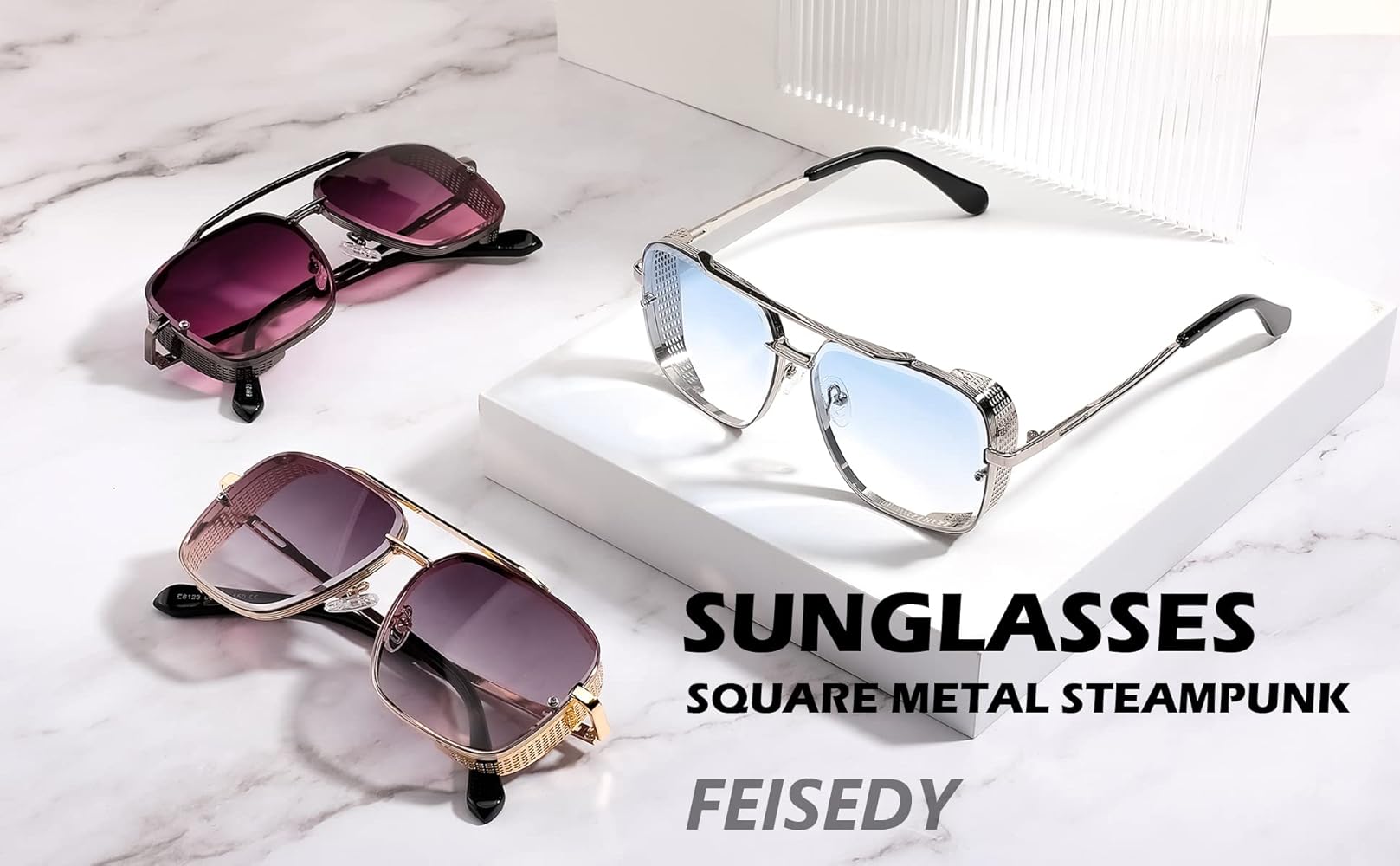 Amazon.com: FEISEDY Sunglasses Mens Women Vintage Aviator Square