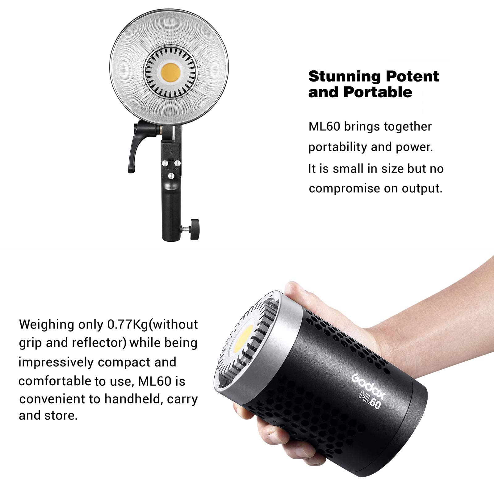 Amazon | 【Godox正規代理店】Godox ML60 手持ち式LEDビデオライト 60W