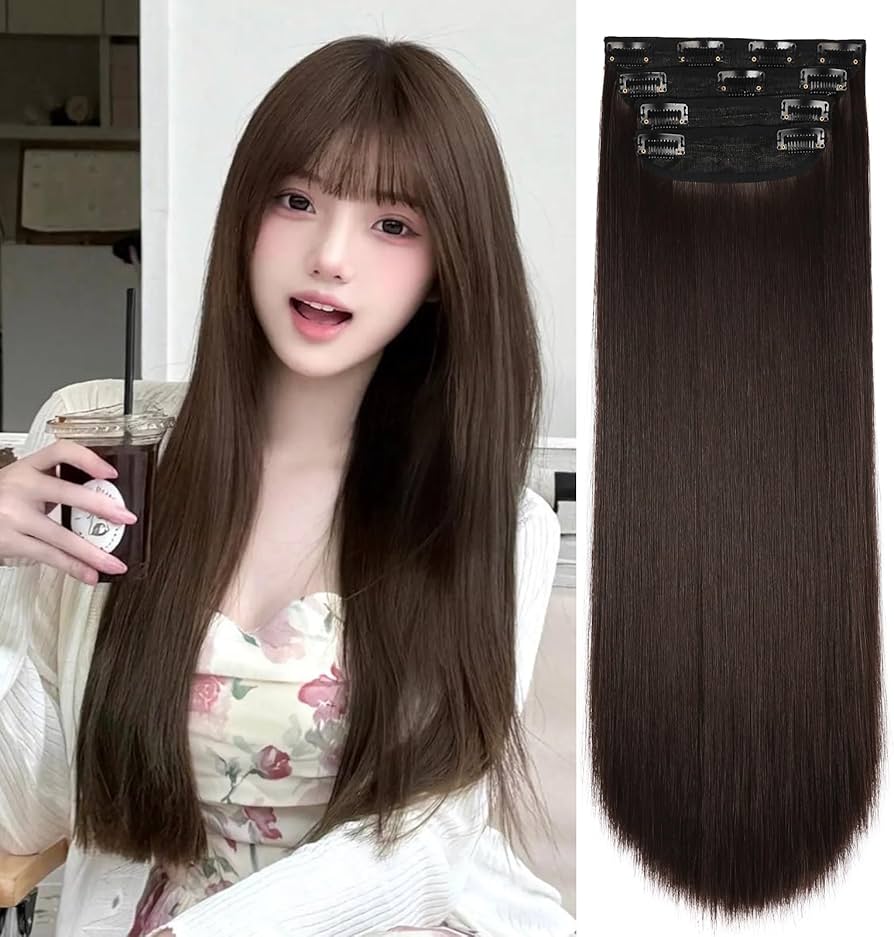 Amazon.co.jp: 襟足ウィッグ ワンタッチエクステ ストレート 4枚セット