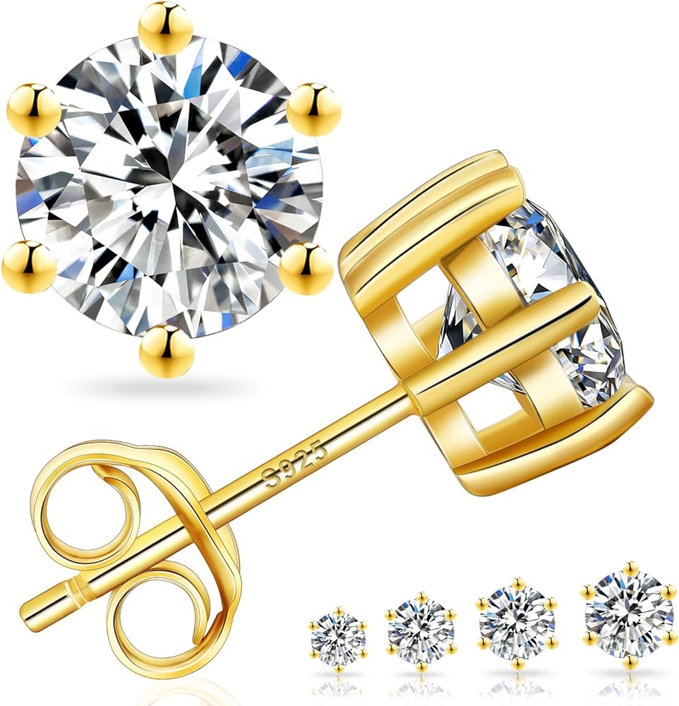 Amazon.co.jp: KRKC&CO モアッサナイト スタッドピアス メンズ 6本爪