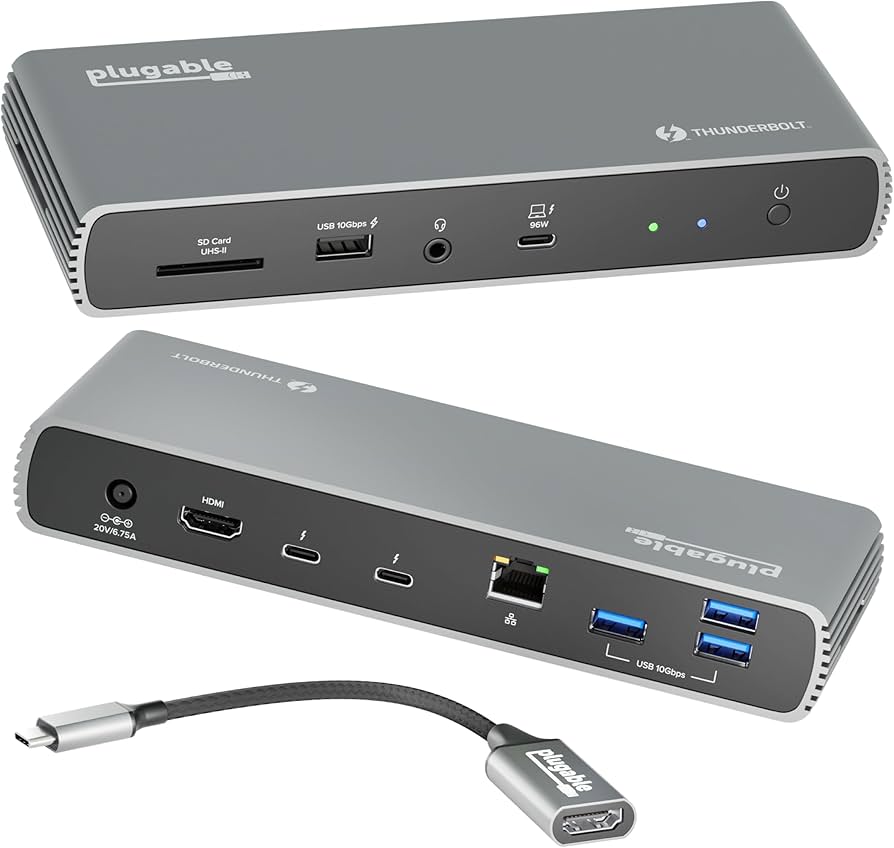 Plugable Thunderbolt 4 Dock with 100W Charging, Thunderbolt