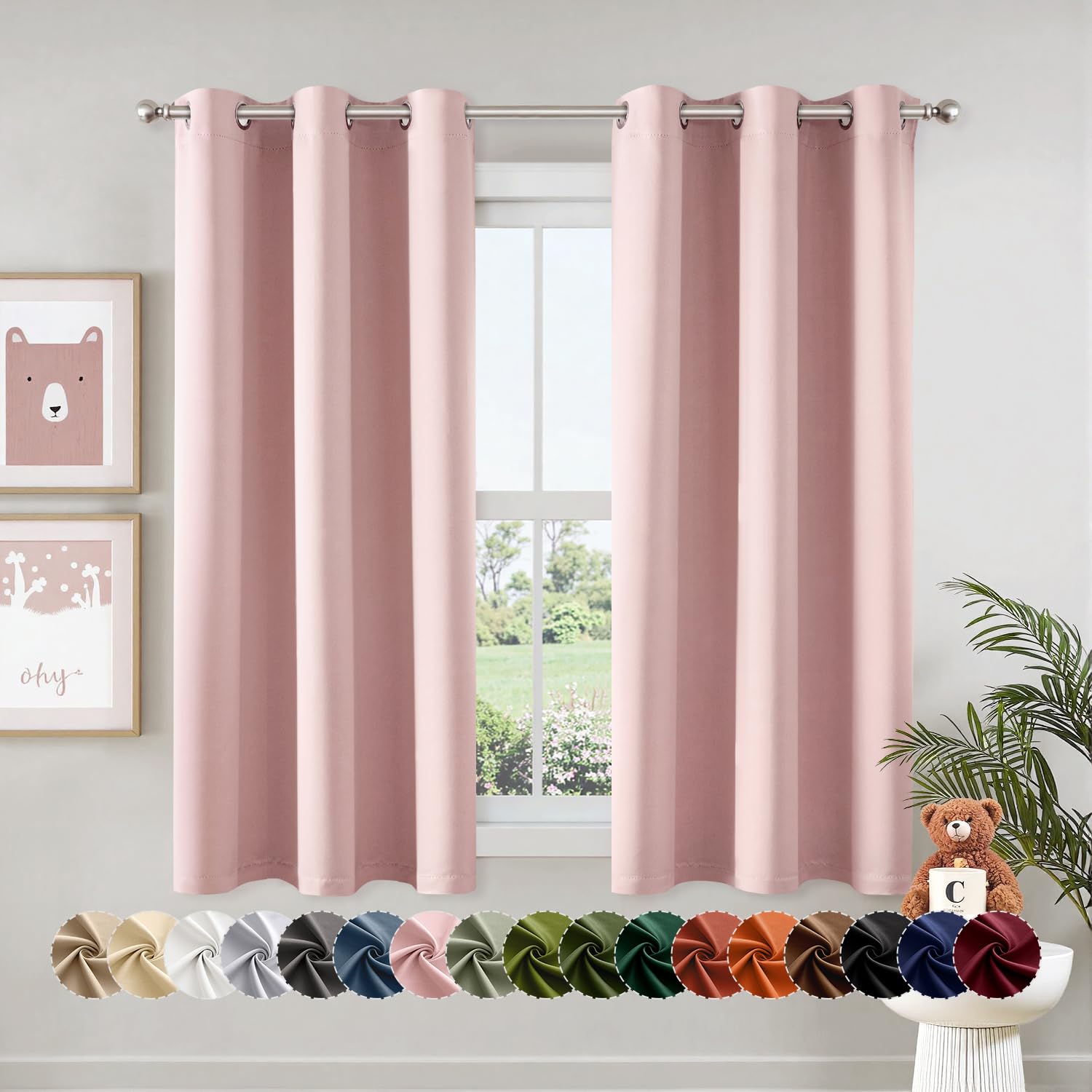 Amazon.com: MIULEE Baby Pink Blackout Curtains - Bedroom Window