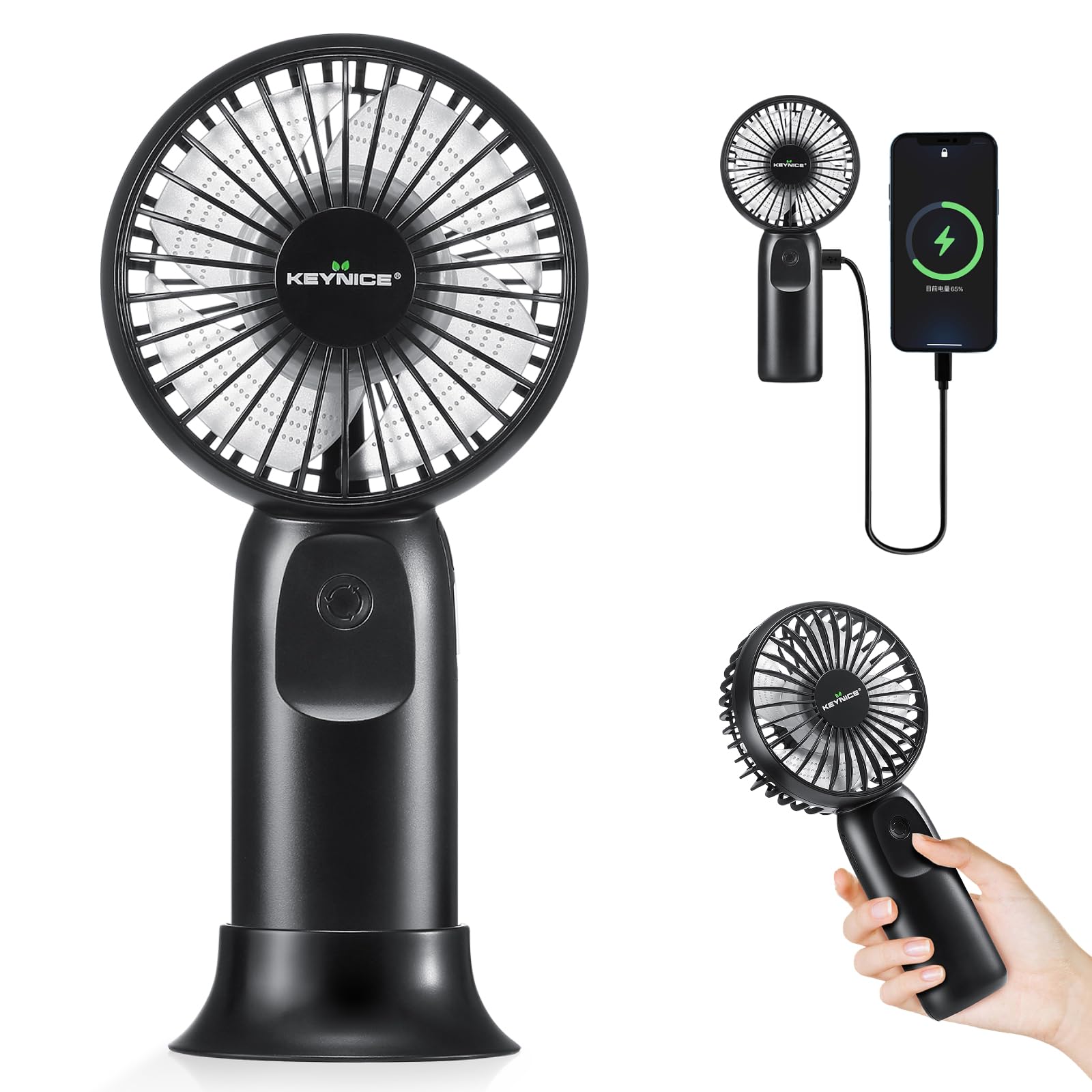 Amazon | KEYNICE ハンディファン 携帯扇風機 強力 USB 充電式 静音 3