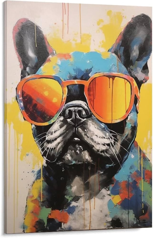 Amazon.co.jp: 絵画 サングラスをかけたフレンチ ブルドッグインテリア