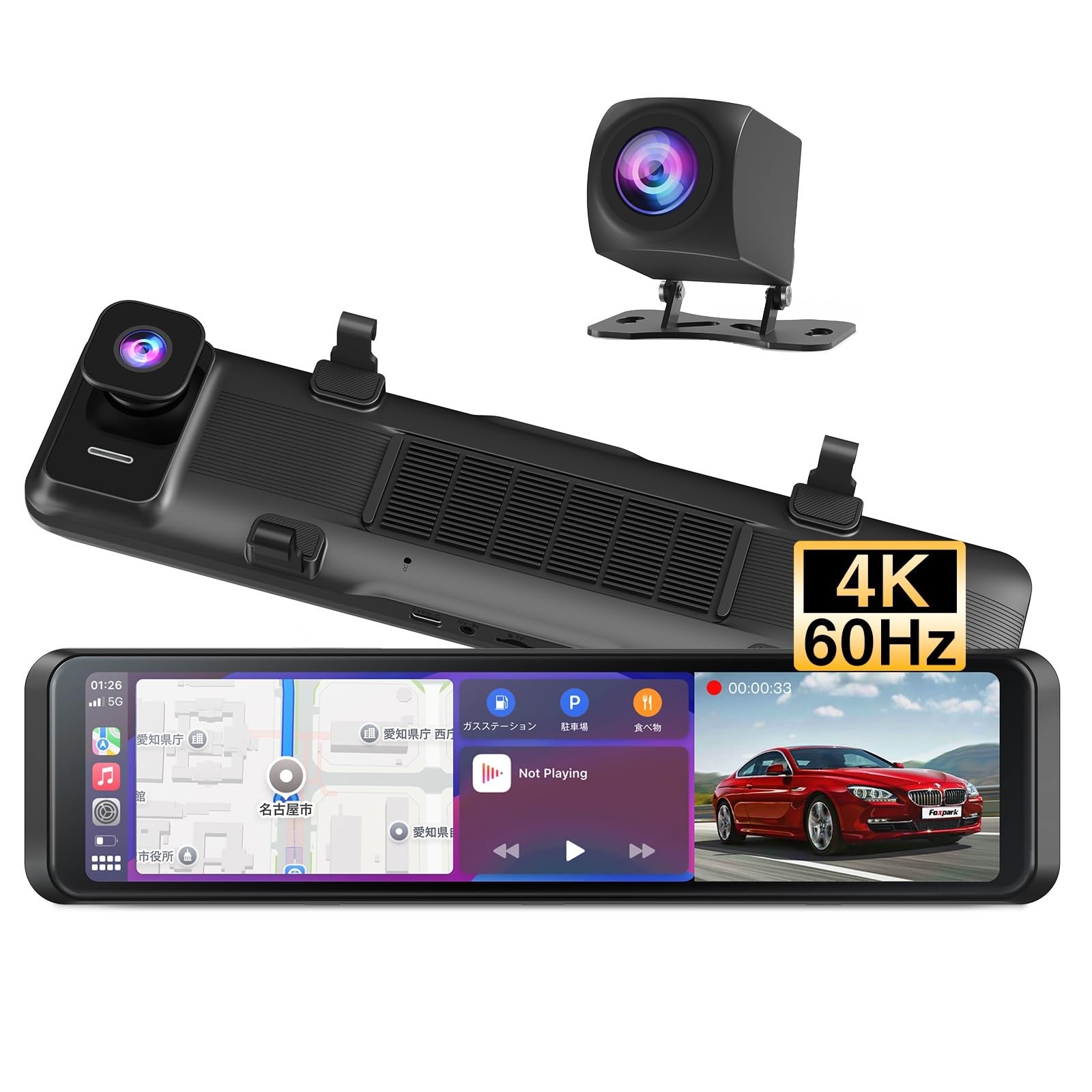 Amazon.co.jp: FOXPARK 進級版 ドライブレコーダー ミラー型 カメラ再