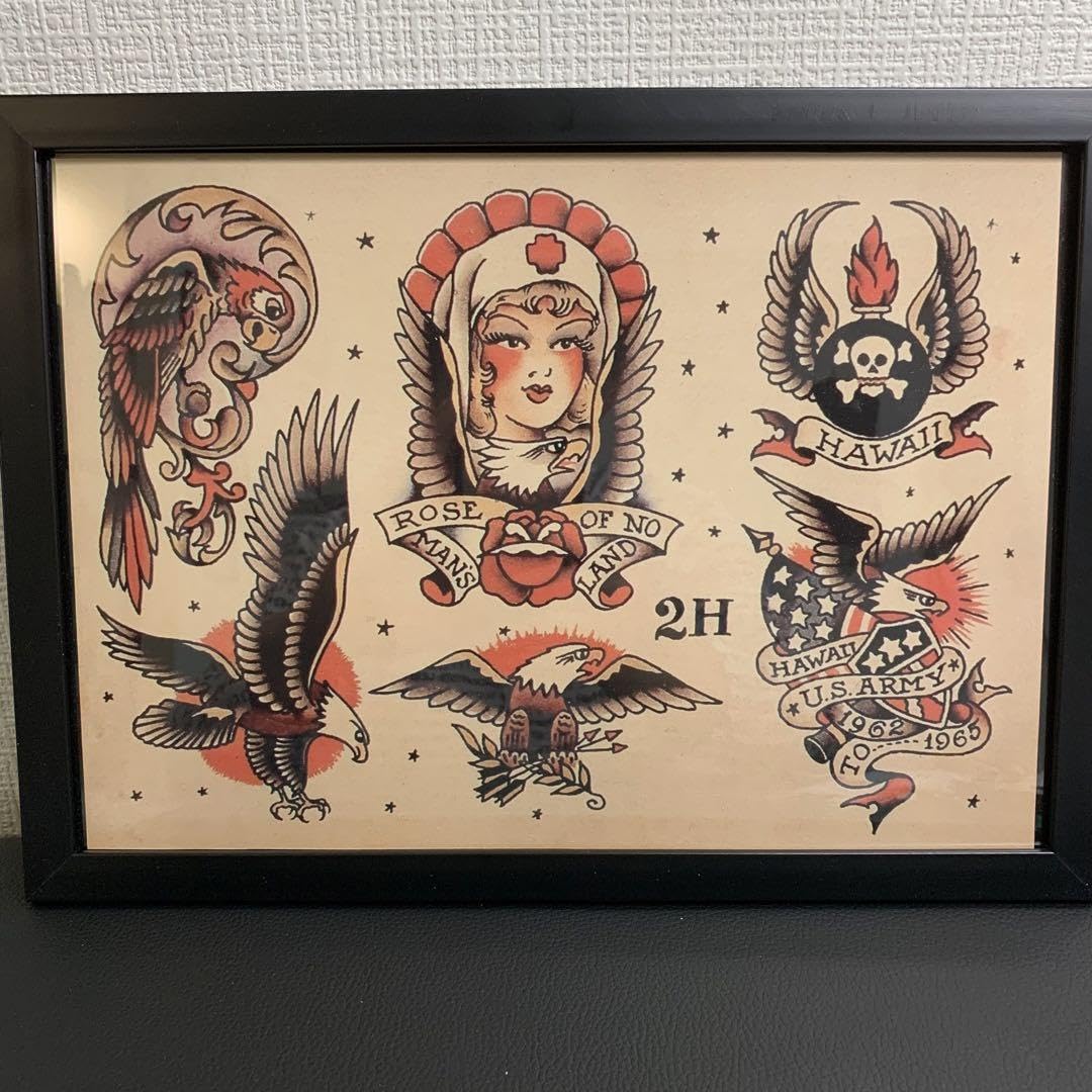 Amazon.co.jp: タトゥーフラッシュ20種類A4額縁付き刺青アートTATTOO和