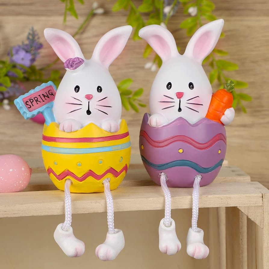 Amazon.co.jp: Lulu Home イースターバニーフィギュア 2個パック 樹脂