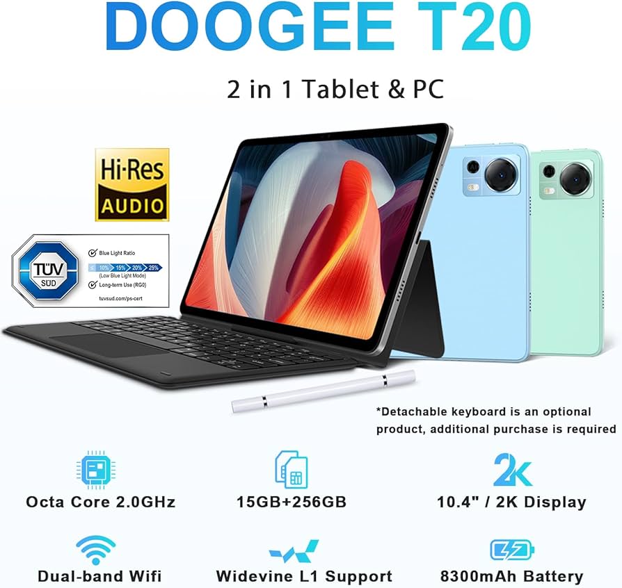 Amazon.com : DOOGEE T20 Android Tablet,10.4'' 2K Tablet,15GB+256GB