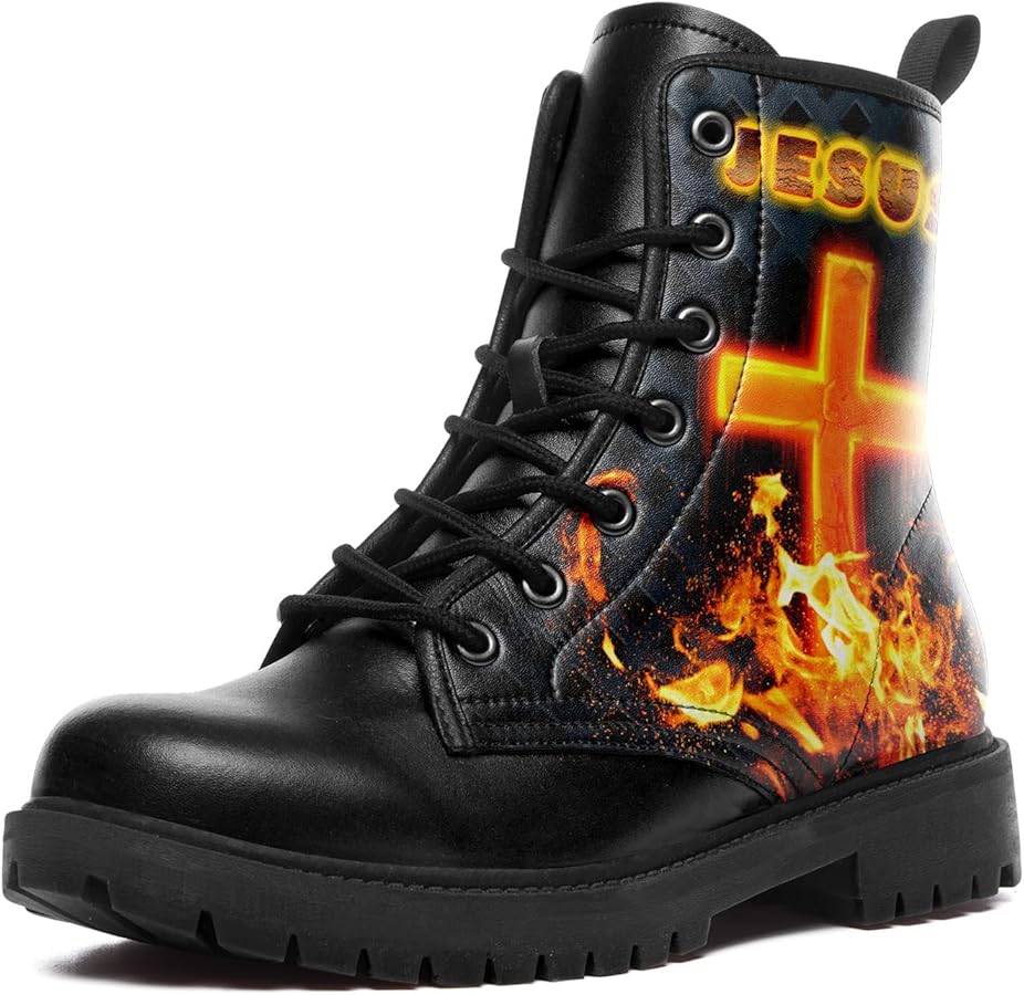Amazon.com | Onegam Waterproof Leather Jesus Combat Boots for Men