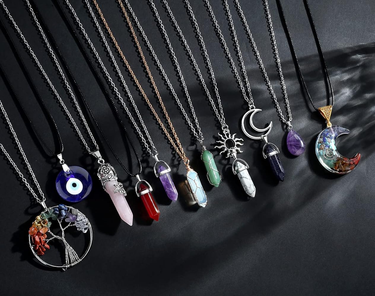 Amazon.com: XIANNVXI 11 Pcs Crystal Necklaces for Women Evil Eye