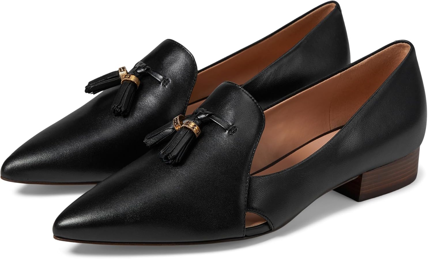Amazon.com | Cole Haan Women's Vanya Tassel Flats, Black Leather