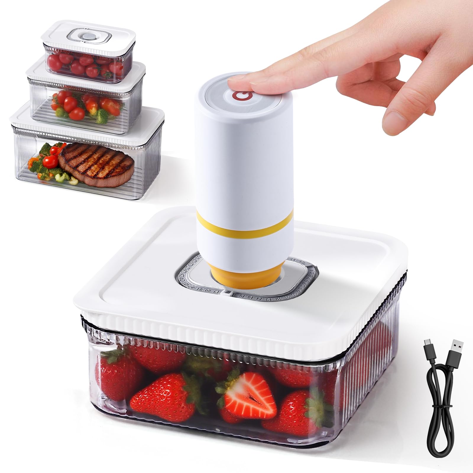 Amazon｜Packlyx 真空保存容器 自動真空 保存容器 1.2L ABS食品級素材