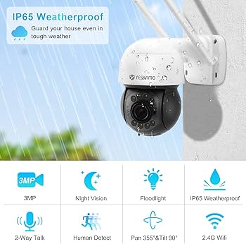 Amazon.com : YESKAMO PT WiFi Security Camera Outdoor Ultra-HD 3MP