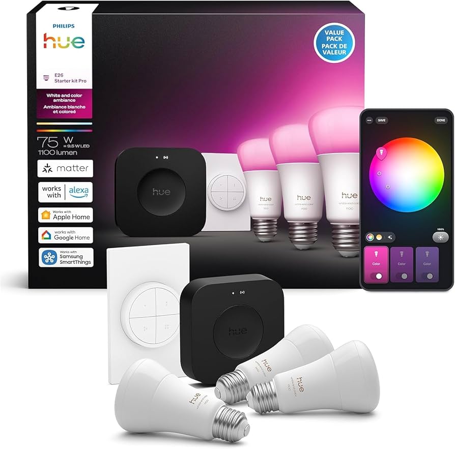 Amazon.com: Philips Hue Starter Kit: Bridge Pro + 3 A19 E26 Smart